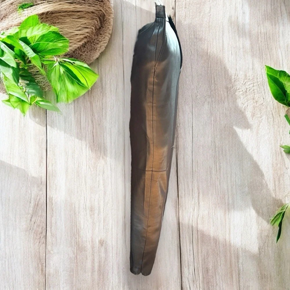 ZARA Womens Faux Leather Size M Ankle Zip High Waisted Black pants 4387/234 - Picture 5 of 11